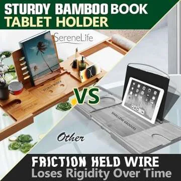 SereneLife Bamboo Bath Caddy – Expandable & Stylish Tray