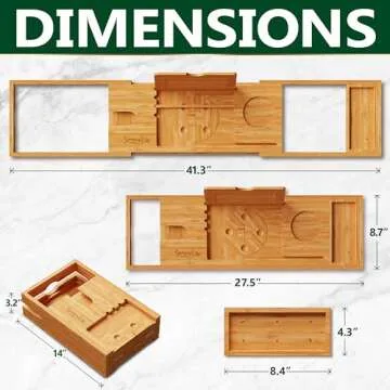 SereneLife Bamboo Bath Caddy – Expandable & Stylish Tray