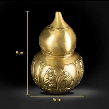 FengShui Brass Wu Lou Gourd with Chinese Eight Immortals Statue Home Desk Decor ZD043