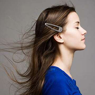 Geyoga 6 Pieces Rhinestone Snap Hair Clips 4 Inch Metal Hair Barrettes Hairpins Crystal for Women Wedding Accessories(Black, Silver, Gold)