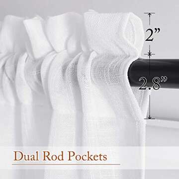 NICETOWN Semi Sheer Curtains 84 inches Length, Rod Pockets Linen Sheer Curtains Window Treatments Pr...