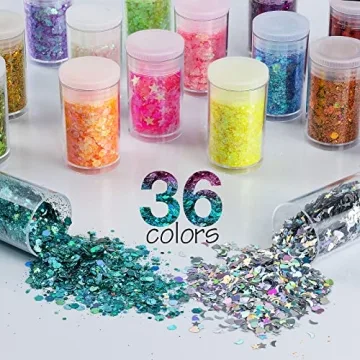 Holographic Glitter Mix – 36 Colors for Creative Crafts