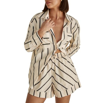 Bufushaoh Women's Striped 2 Piece Casual Lounge Set