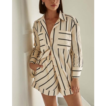 Bufushaoh Women's Striped 2 Piece Casual Lounge Set