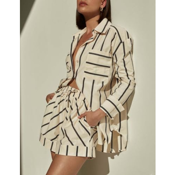 Bufushaoh Women's Striped 2 Piece Casual Lounge Set