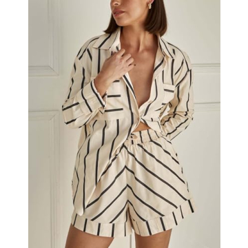 Bufushaoh Women's Striped 2 Piece Casual Lounge Set