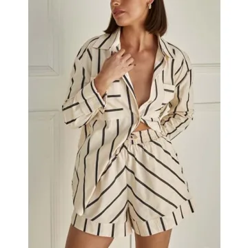 Bufushaoh Women's Striped 2 Piece Casual Lounge Set