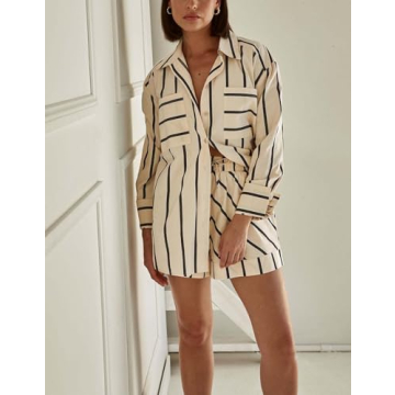 Bufushaoh Women's Striped 2 Piece Casual Lounge Set