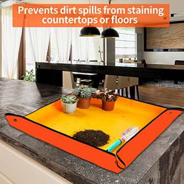 Repotting Mat for Indoor Plant Transplanting & Potting Soil Mess Control, 26.8" X 26.8" Portable Potting Tray Succulent Plant Mat Indoor Gardening tools Gardener Gifts Plant Gift for Plant Lovers