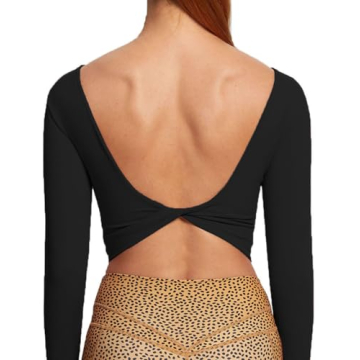 Aoxjox Long Sleeve Crop Tops for Women - Stylish and Supportive