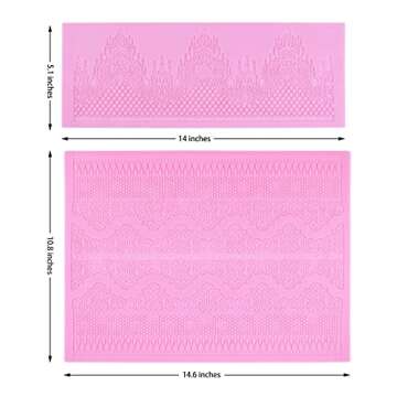 Embossing Lace Fondant Molds, Multi Circle Flowers Lace Mat Wedding Cake Decoration Tool, Rattan Shaped Cupcake Mat Silicone Molds Set of 2