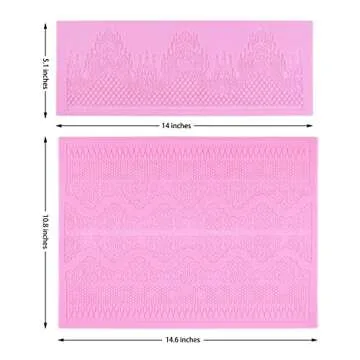 Embossing Lace Fondant Molds, Multi Circle Flowers Lace Mat Wedding Cake Decoration Tool, Rattan Shaped Cupcake Mat Silicone Molds Set of 2