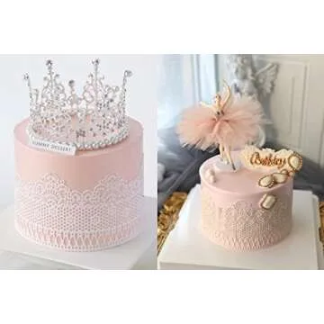 Embossing Lace Fondant Molds, Multi Circle Flowers Lace Mat Wedding Cake Decoration Tool, Rattan Shaped Cupcake Mat Silicone Molds Set of 2