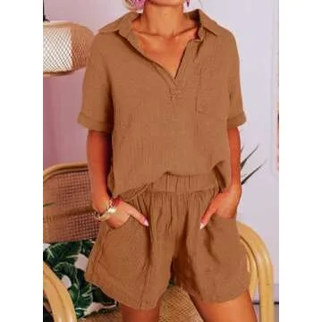 Dokotoo Womens Ladies 2 Piece Outfits Sets Summer Holiday Casual Tracksuit Jumpsuit 2pc Clothes Soli...