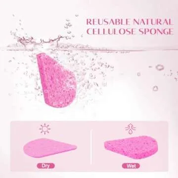 UNIMADE 300-Count Compressed Facial Sponges, Face Sponge for Cleansing, 100% Natural Cellulose Cosme...