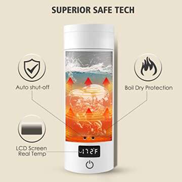 Sekaer Portable Electric Tea Kettle Travel Small Mini Coffee Kettle, with 4 Variable Presets, Personal Hot Water Boiler 304 Stainless Steel with Auto Shut-Off & Boil Dry Protection, SY-618A