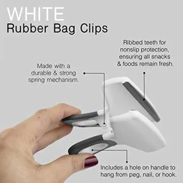 Cook with Color Wide Heavy Duty Chip Clips for Food Storage - Set of 4 White (5 Inch)