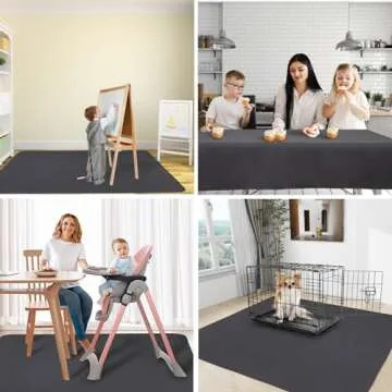 Splat Mat for Under High Chair/Arts/Crafts, WOMUMON Washable Spill Waterproof Anti-Slip Floor Protector Splash Mat, Messy and Table Cloth