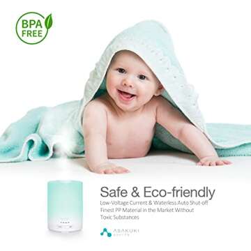 ASAKUKI Essential Oil Diffuser, 5-in-1 Quiet Humidifier, Home Fragrance Aroma Diffuser with 7 LED Color Changing Light and Auto-Off Switch (Pure White)