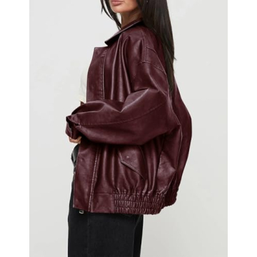 Faux Leather Motorcycle Jacket for Women - Trendy Oversized Outerwear