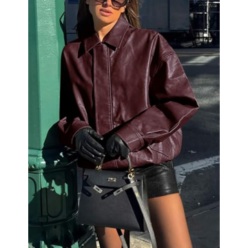 Faux Leather Motorcycle Jacket for Women - Trendy Oversized Outerwear