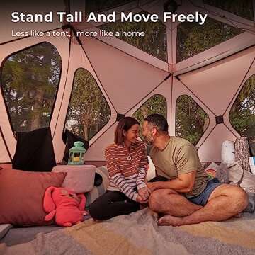 ACACIA Space Tent, 2 to 3 Person Pop Up Camping Tent with 8 Windows and Footprint, Waterproof Windpr...