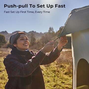 ACACIA Space Tent, 2 to 3 Person Pop Up Camping Tent with 8 Windows and Footprint, Waterproof Windproof Easy Setup Hub Tent for Family Camping, Hiking and Glamping, Moonstone