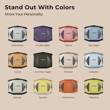 ACACIA Space Tent, 2 to 3 Person Pop Up Camping Tent with 8 Windows and Footprint, Waterproof Windproof Easy Setup Hub Tent for Family Camping, Hiking and Glamping, Moonstone