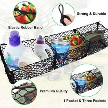Detachable Cargo Net Trunk Bed Organizer for Ford/Dodge/GMC/Chevy Silverado/Toyota/Nissan/Honda and Pickup Truck, 43" Mesh Storage Net Heavy Duty Cargo Net with 3 Pocket