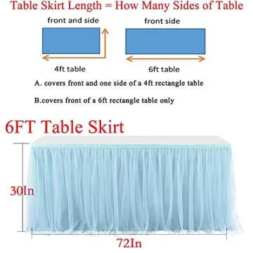 Chic Chichi 6ft Baby Blue Tablecloth for Parties