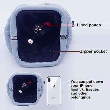 NAARIIAN Trendy Dumpling Ruched Clutch Cloud Shape Dupe Chunky Chain Shoulder Bag PU Leather Woven Handbag(Blue S)