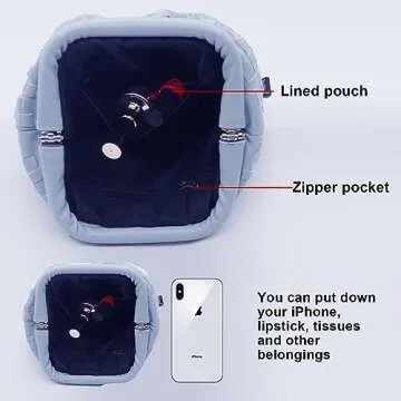 NAARIIAN Trendy Dumpling Ruched Clutch Cloud Shape Dupe Chunky Chain Shoulder Bag PU Leather Woven Handbag(Blue S)