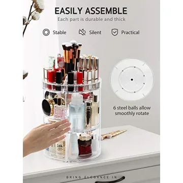 Syntus 360 Rotating Makeup Organizer Adjustable Spinning Holder