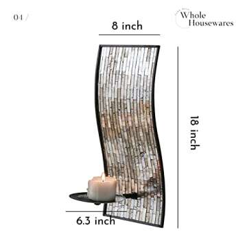 Whole Housewares Wall Candle Holder Set of 2 | Decorative Metal Sconces | Vintage Mosaic Glass Wall ...