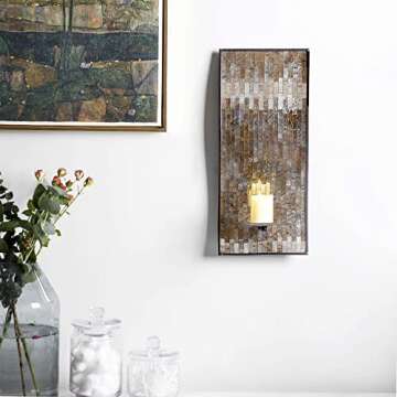 Elegant Mosaic Wall Candle Holder Set for Home Decor