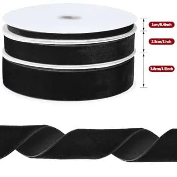 Syhood 75 Yards/ 3 Rolls Christmas Vintage Velvet Ribbon, Wide Velvet Ribbon Rolls for Valentine's D...