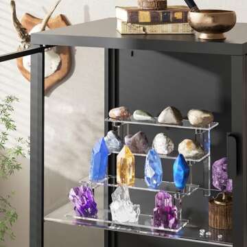 WINKINE Acrylic Display Shelves, Perfume Stand, Makeup Display Stands, 4 Tier Figurine Acrylic Riser Displays, Cupcake Stand Clear Cologne Organizer for Bedroom, Cabinet, Countertop, Desktop, 2 Pack