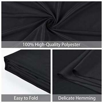 Black Backgrounds for Photography, 10 x 12 ft Polyester Chromakey Backdrop Cloth, Collapsible Solid ...