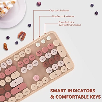 KOOTOP Wireless Keyboard and Mouse Combo in Milk Tea