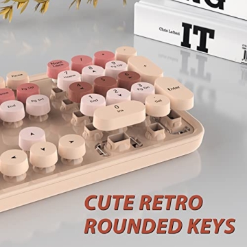 KOOTOP Wireless Keyboard and Mouse Combo in Milk Tea