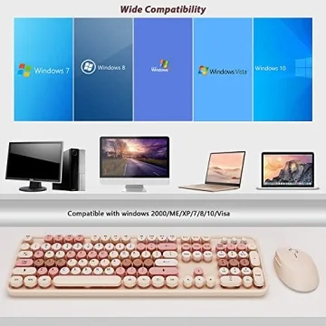 KOOTOP Wireless Keyboard and Mouse Combo in Milk Tea