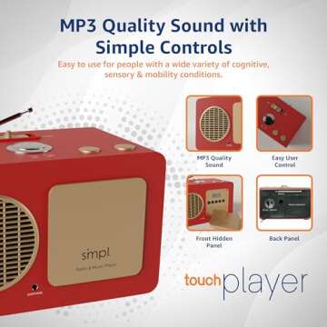 SMPL One-Touch Music Player & Radio - Audiobooks, MP3, Retro Wooden Design, Quality Sound, 8GB USB w/ 40 Nostalgic Hits, Songs of America, Durable Build, Live Technical Support