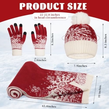 MS.ING Winter Hat Scarf Gloves Set for Women - Cozy Style