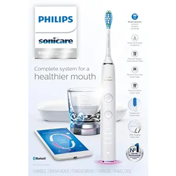Philips Sonicare DiamondClean Smart 9500 Rechargeable Electric Power Toothbrush, White, HX9924/01