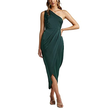 Swahugh Women's One Shoulder Ruched Midi Dress