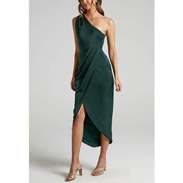 Swahugh Women's One Shoulder Ruched Midi Dress