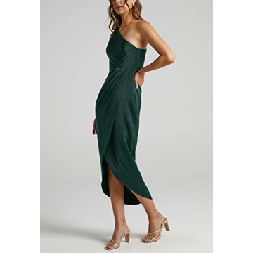 Swahugh Women's One Shoulder Ruched Midi Dress