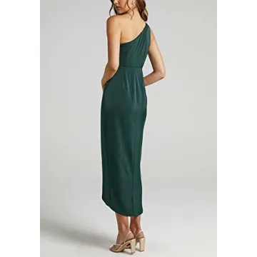 Swahugh Women's One Shoulder Ruched Midi Dress