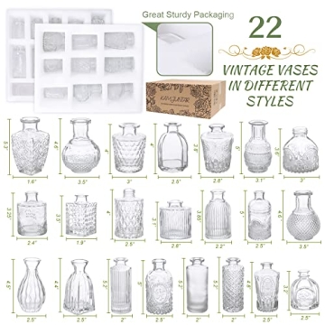 Rustic Glass Bud Vase Set of 22 for Vintage Decor