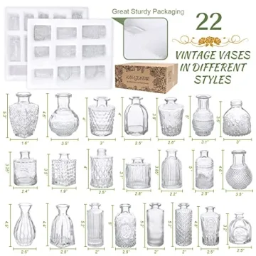 Rustic Glass Bud Vase Set of 22 for Vintage Decor